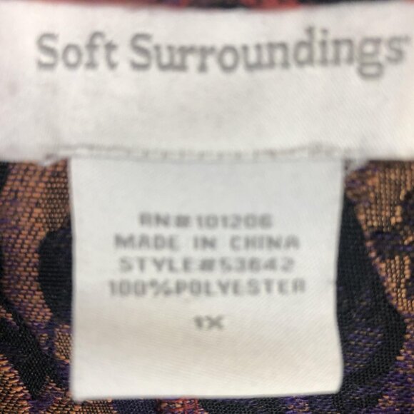 Soft Surroundings Jacket Womens 1X Rust Orange Zip Front Tapestry Floral Back - Picture 5 of 16